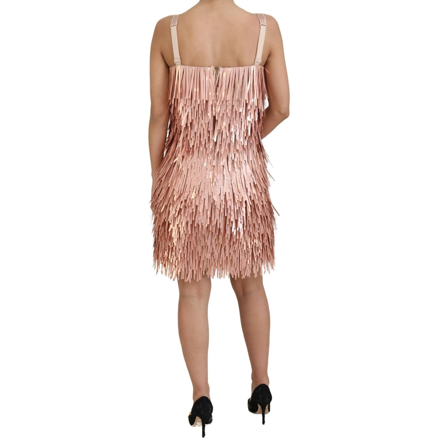 Dolce & Gabbana Elegant Pink A-Line Tinsel Dress Dolce & Gabbana