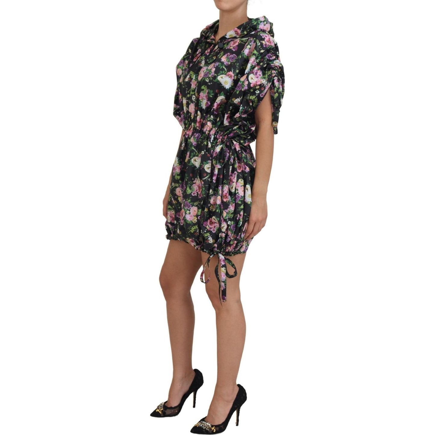 Dolce & Gabbana Elegant Floral Mini Dress with Logo Detail Dolce & Gabbana