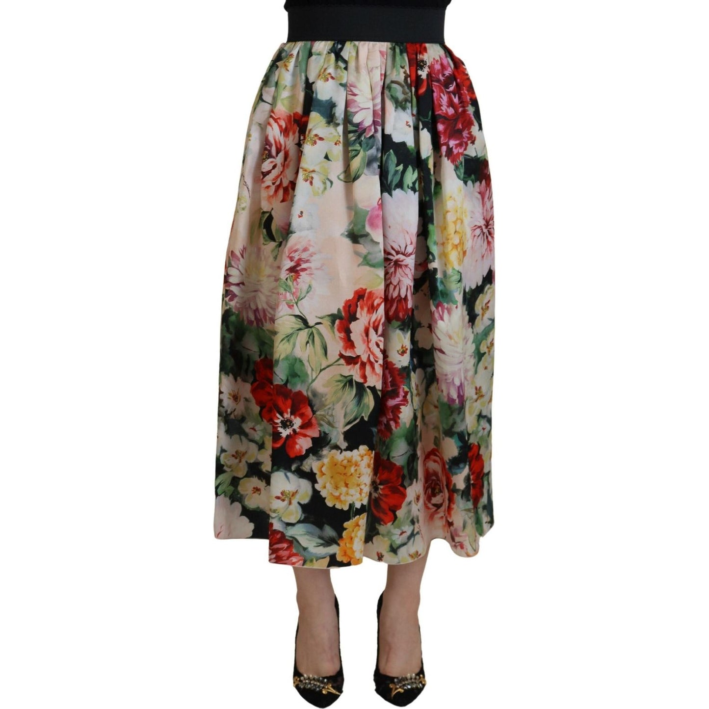 Dolce & Gabbana Exquisite High Waist Floral Silk Skirt Dolce & Gabbana