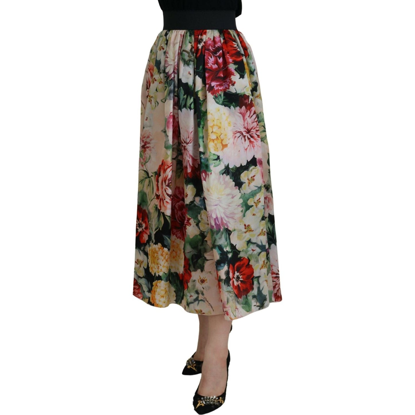 Dolce & Gabbana Exquisite High Waist Floral Silk Skirt Dolce & Gabbana