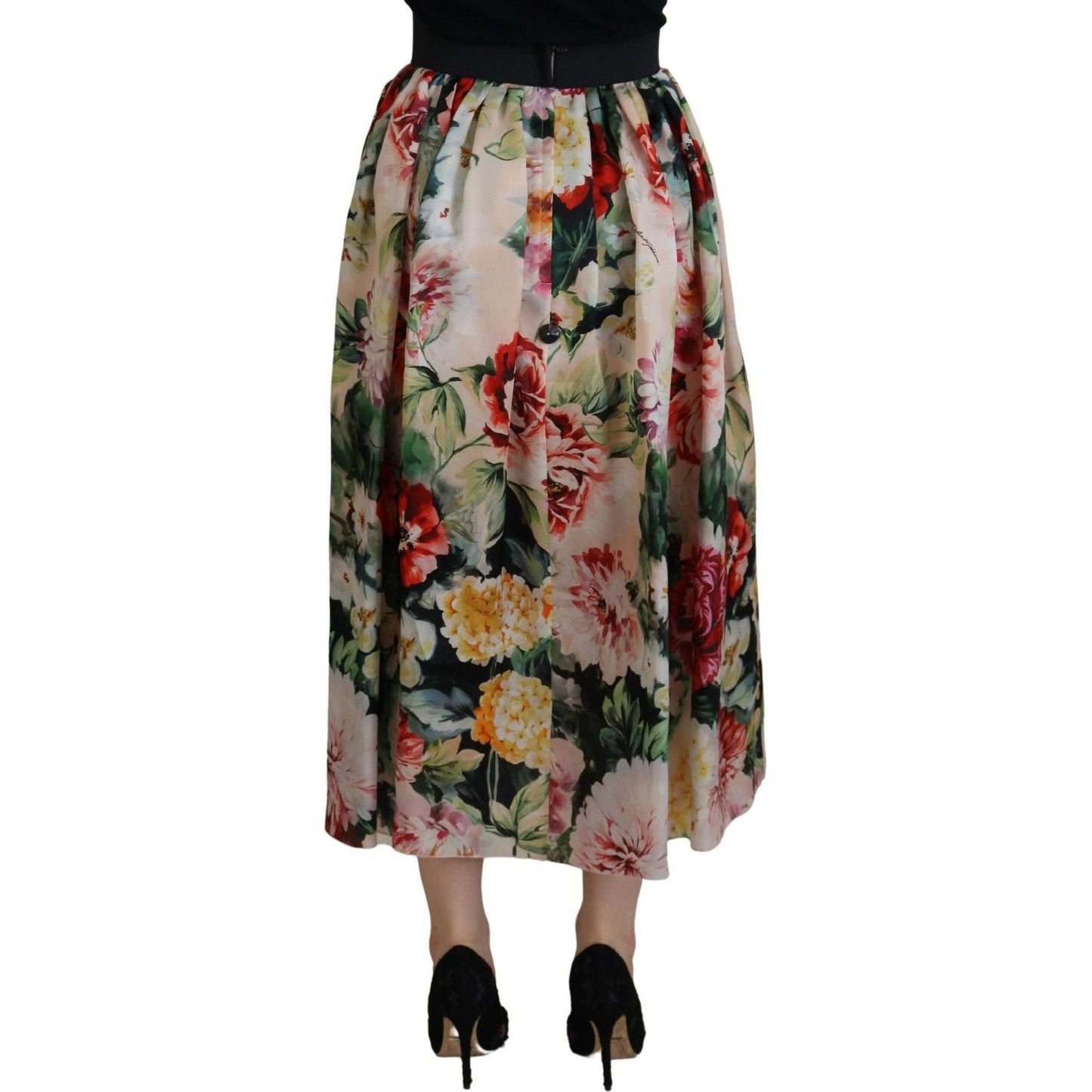 Dolce & Gabbana Exquisite High Waist Floral Silk Skirt Dolce & Gabbana