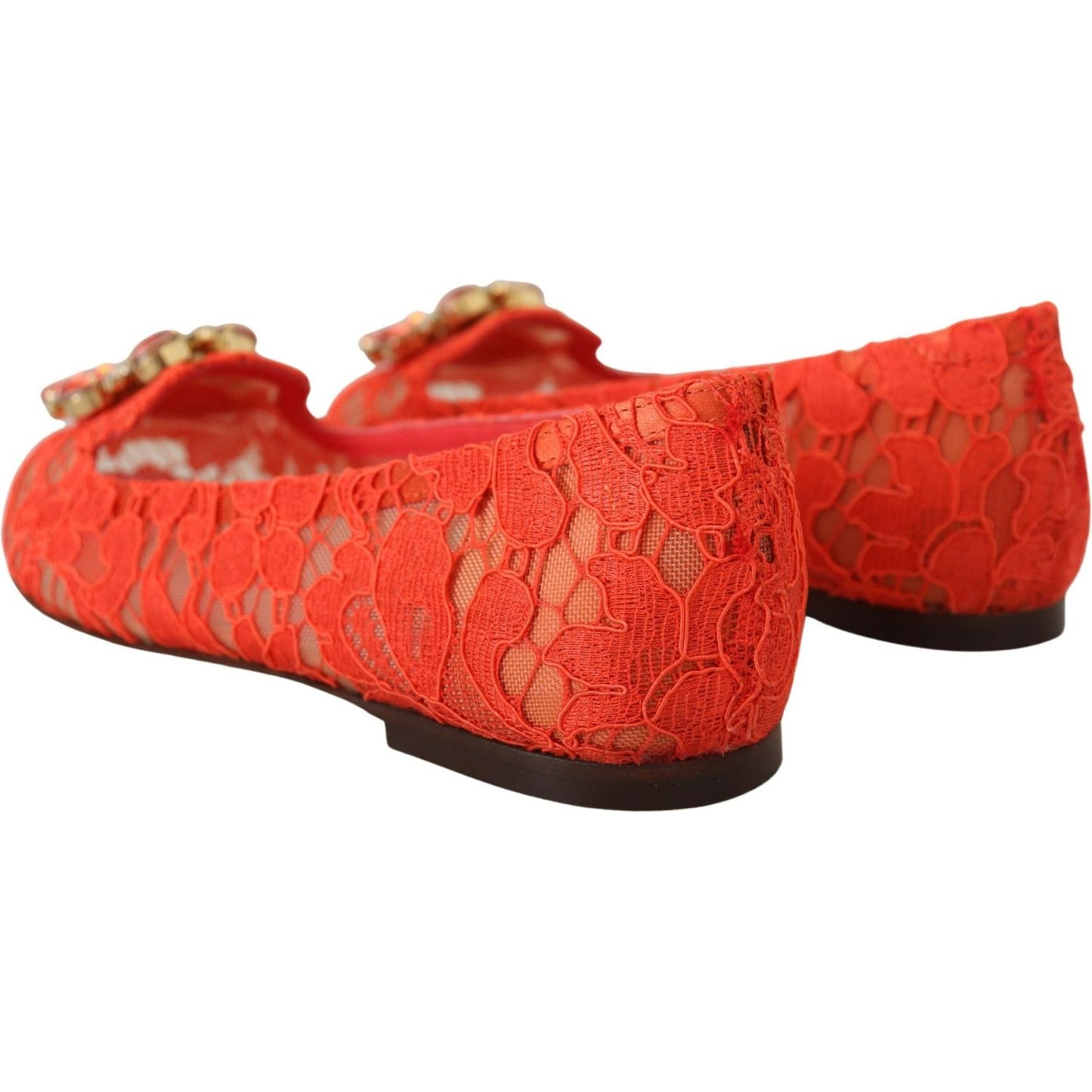 Dolce & Gabbana Elegant Lace Vally Flats in Coral Red Dolce & Gabbana