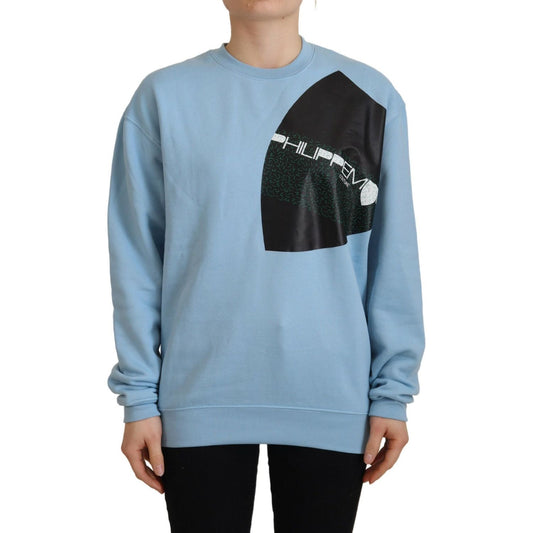 Philippe Model Elegant Light Blue Cotton Pullover Sweater Philippe Model