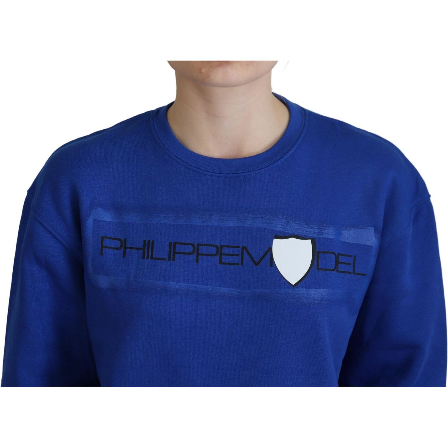 Philippe Model Chic Blue Printed Long Sleeve Pullover Sweater Philippe Model