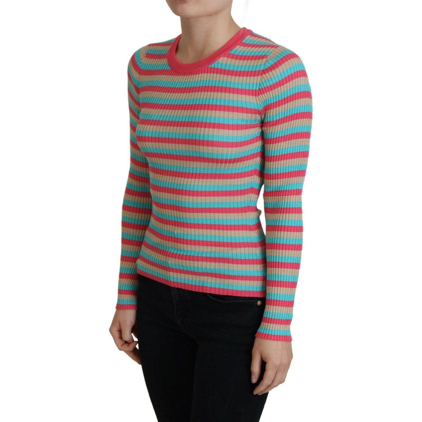 Dolce & Gabbana Elegant Striped Silk Crewneck Pullover Dolce & Gabbana