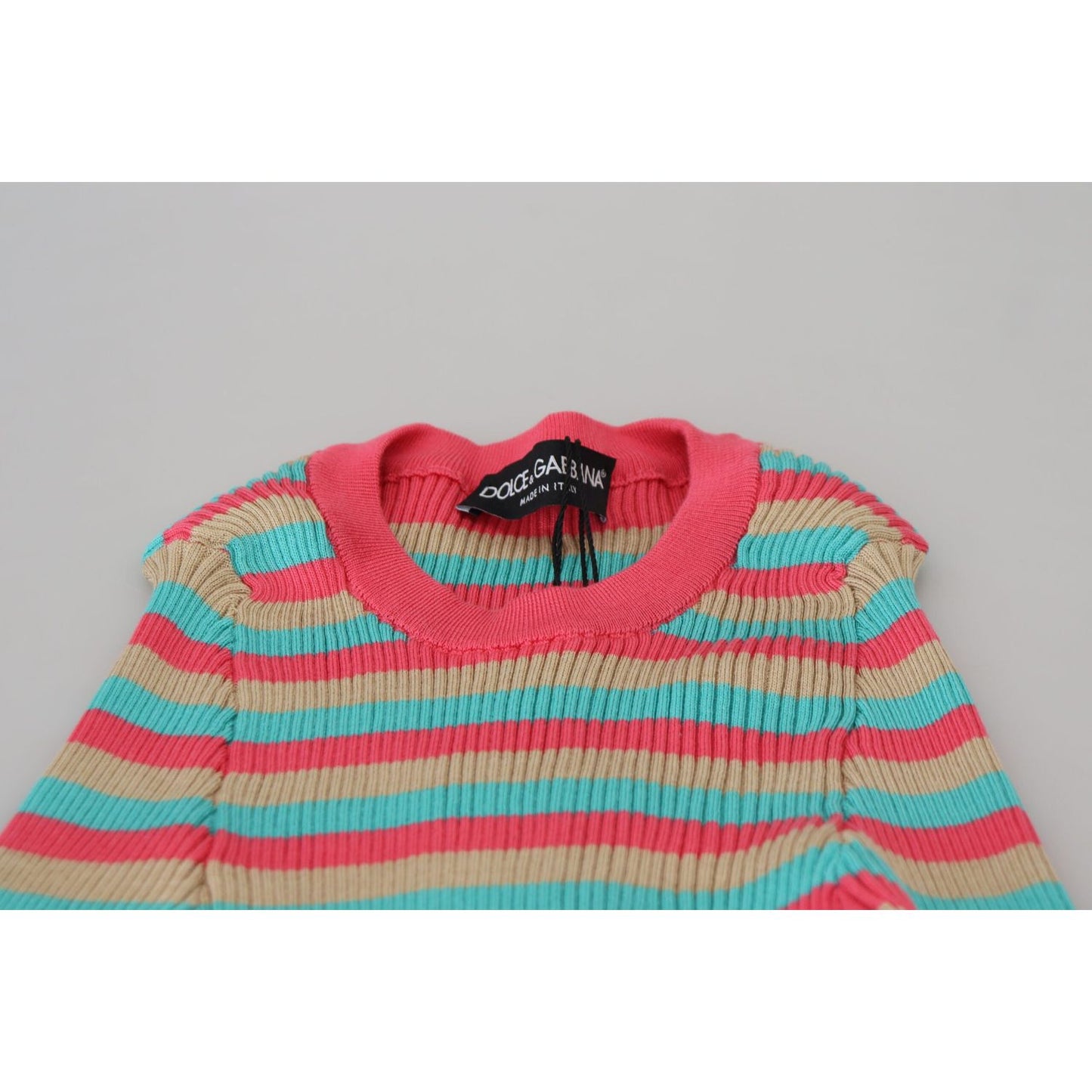 Dolce & Gabbana Elegant Striped Silk Crewneck Pullover Dolce & Gabbana