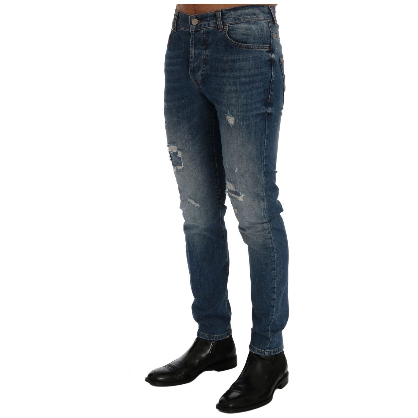 Frankie Morello Svelte Italian Denim - Slim Fit Blue Jeans Frankie Morello