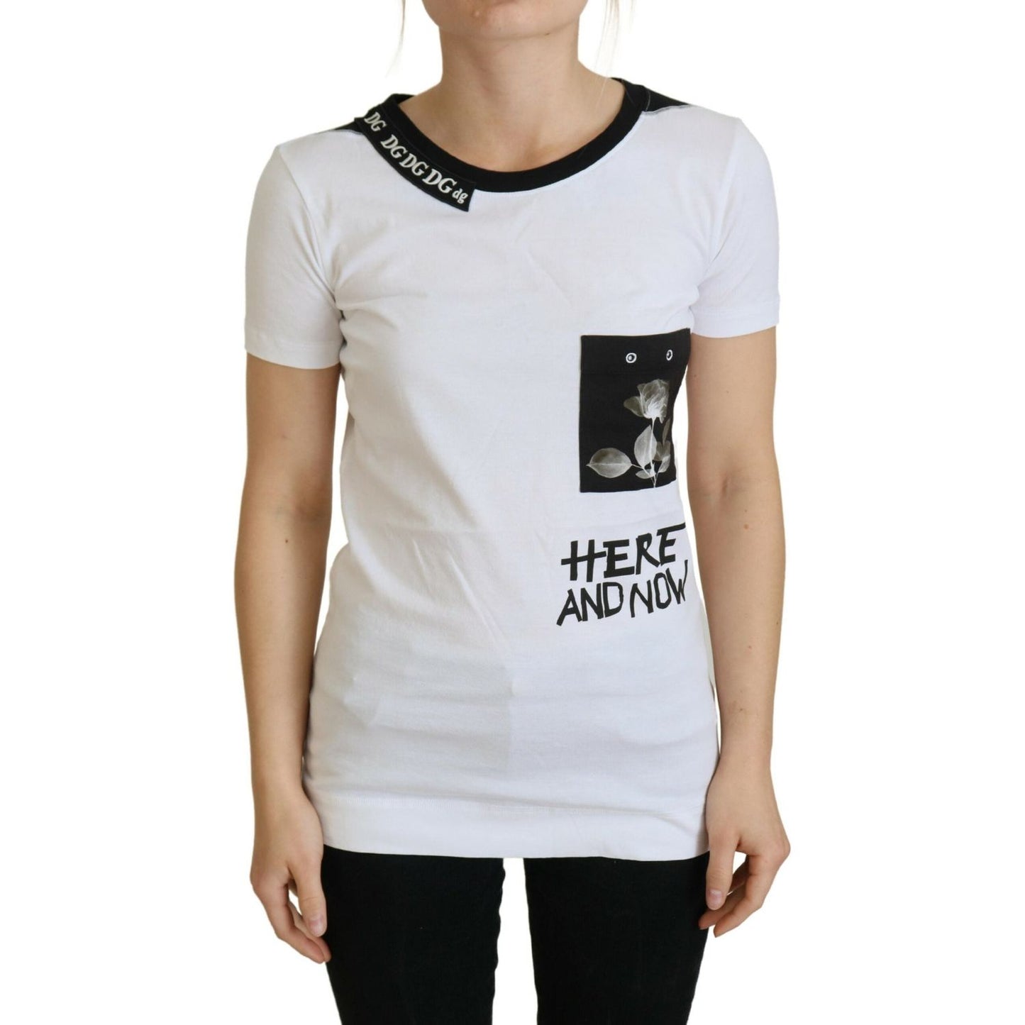 Dolce & Gabbana Chic Monochrome 'Here and Now' Cotton Tee Dolce & Gabbana