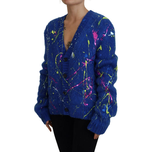 Dolce & Gabbana Elegant Multicolor Splash Mohair Cardigan Dolce & Gabbana