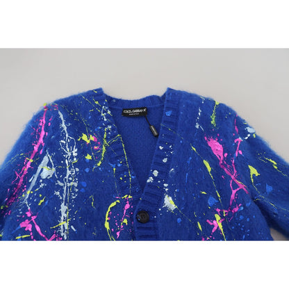 Dolce & Gabbana Elegant Multicolor Splash Mohair Cardigan Dolce & Gabbana