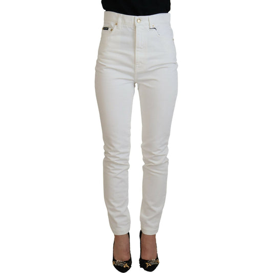 Dolce & Gabbana Svelte High Waist Slim Jeans in Off White Dolce & Gabbana