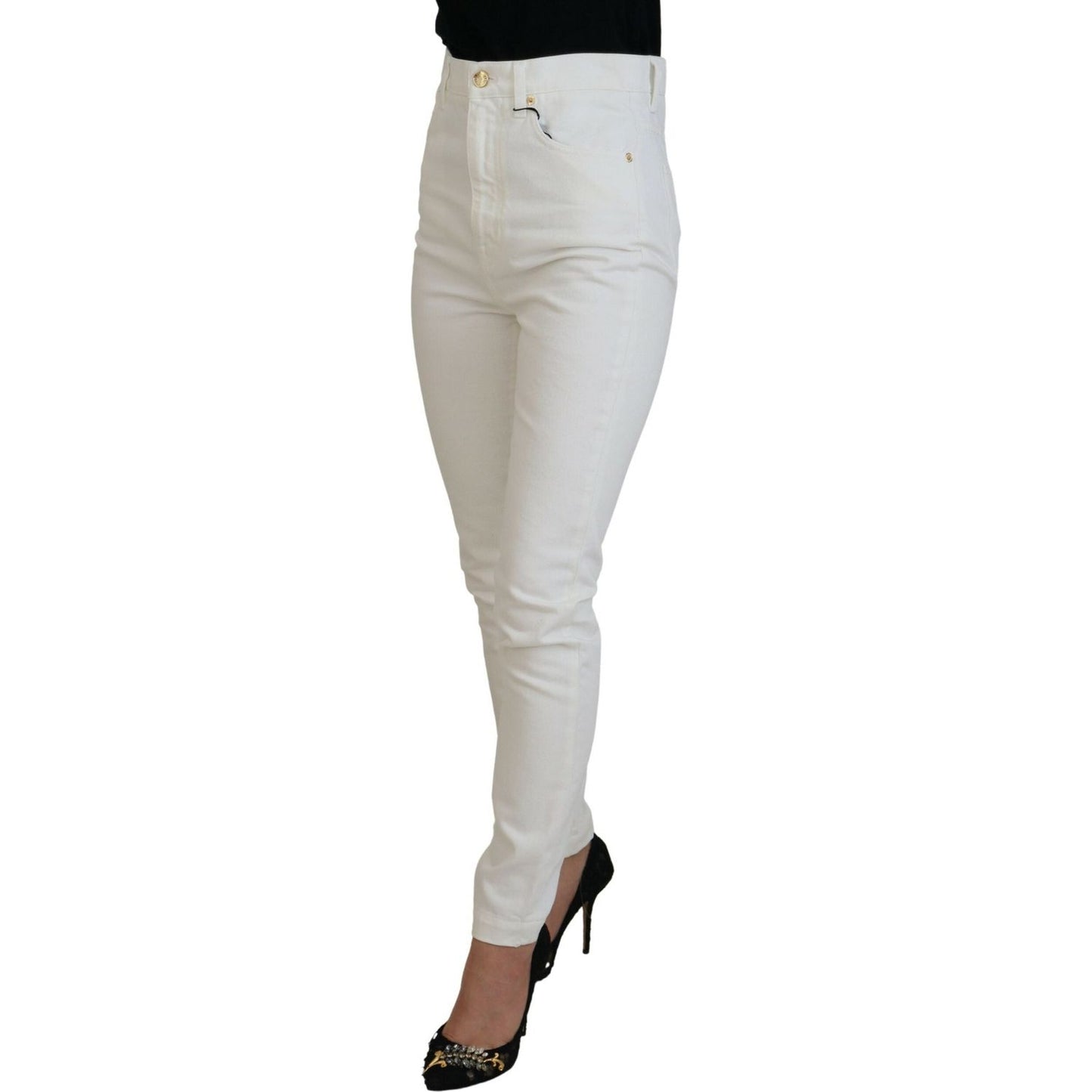 Dolce & Gabbana Svelte High Waist Slim Jeans in Off White Dolce & Gabbana