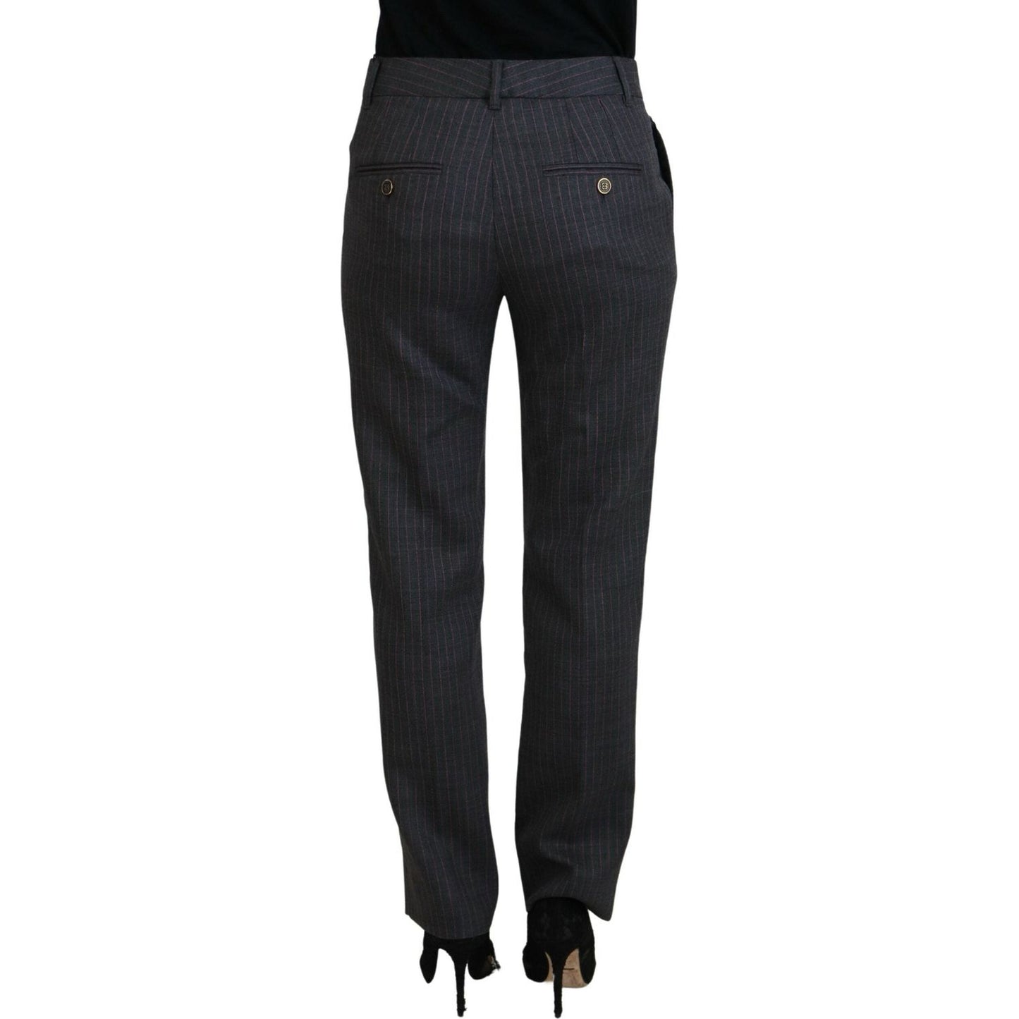 Dolce & Gabbana Elegant Gray Striped Tapered Pants Dolce & Gabbana