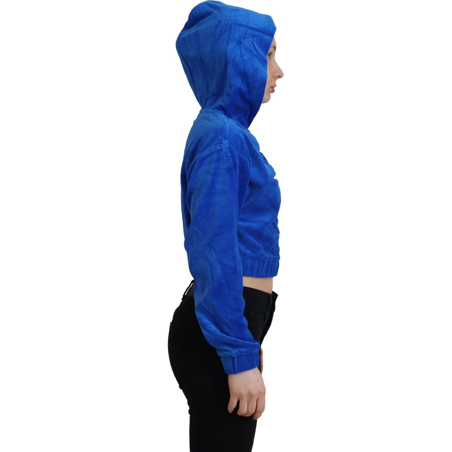 Juicy Couture Glam Hooded Zip Cropped Sweater in Blue