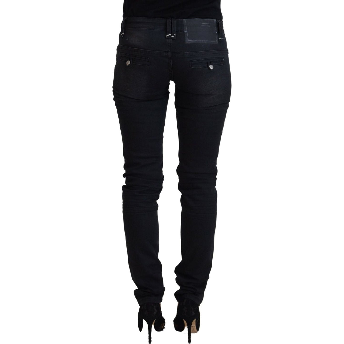 Acht Sleek Black Washed Low Waist Skinny Jeans Acht