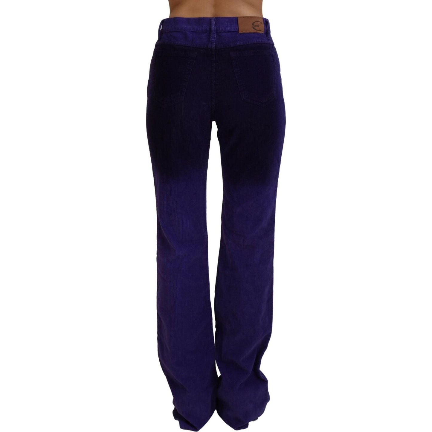 Just Cavalli Elegant Purple Corduroy Straight Fit Pants Just Cavalli