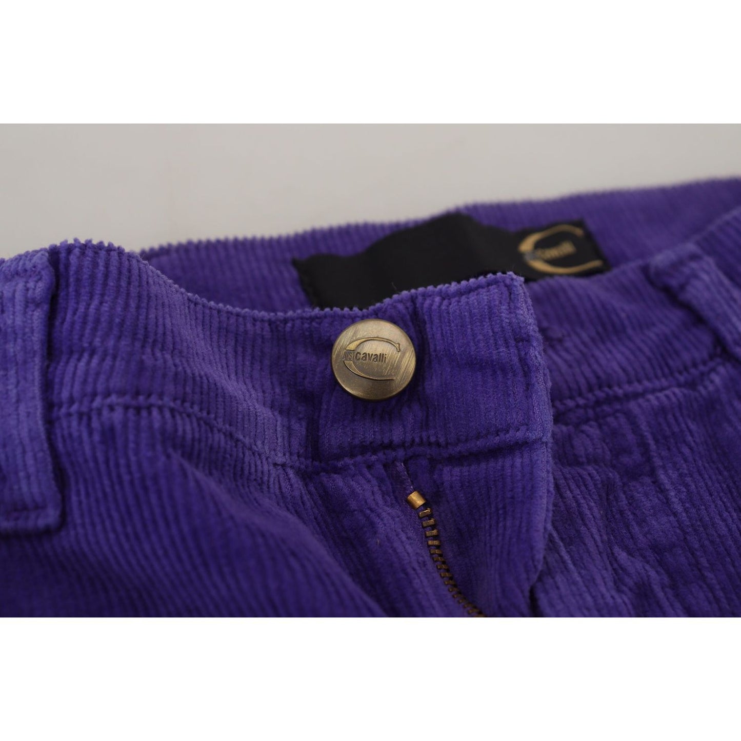 Just Cavalli Elegant Purple Corduroy Straight Fit Pants Just Cavalli