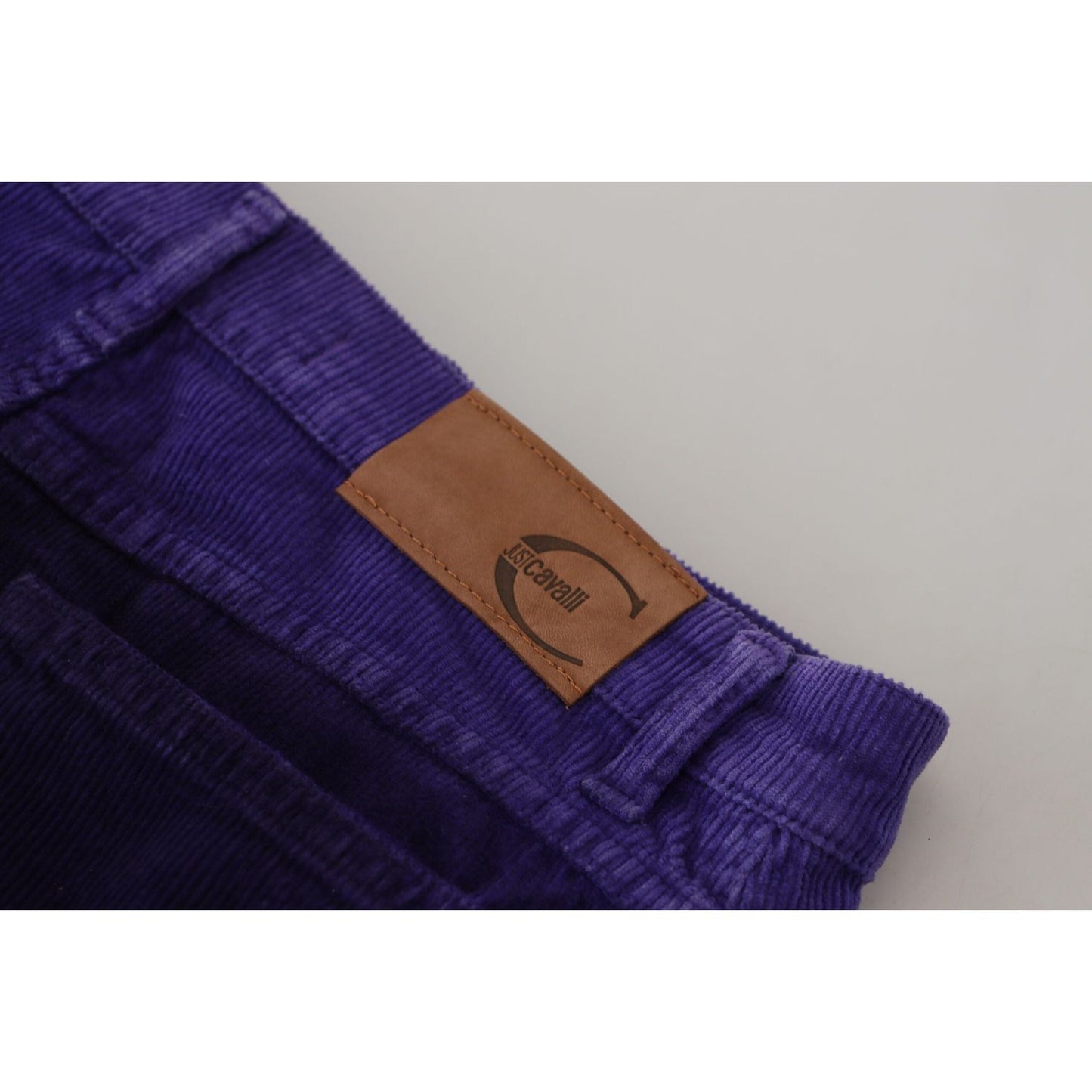 Just Cavalli Elegant Purple Corduroy Straight Fit Pants Just Cavalli