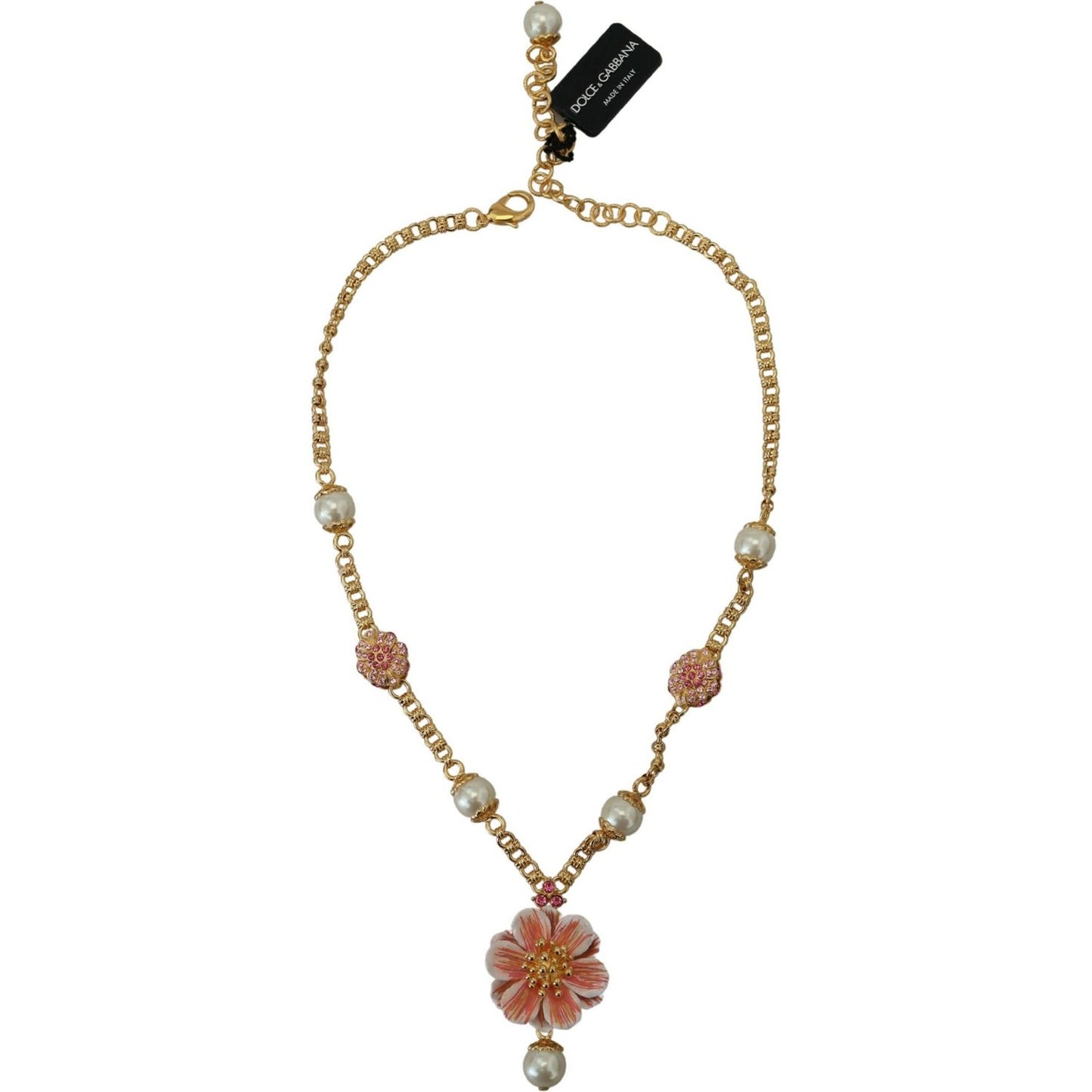 Dolce & Gabbana Elegant Floral Statement Charm Necklace Necklace Dolce & Gabbana