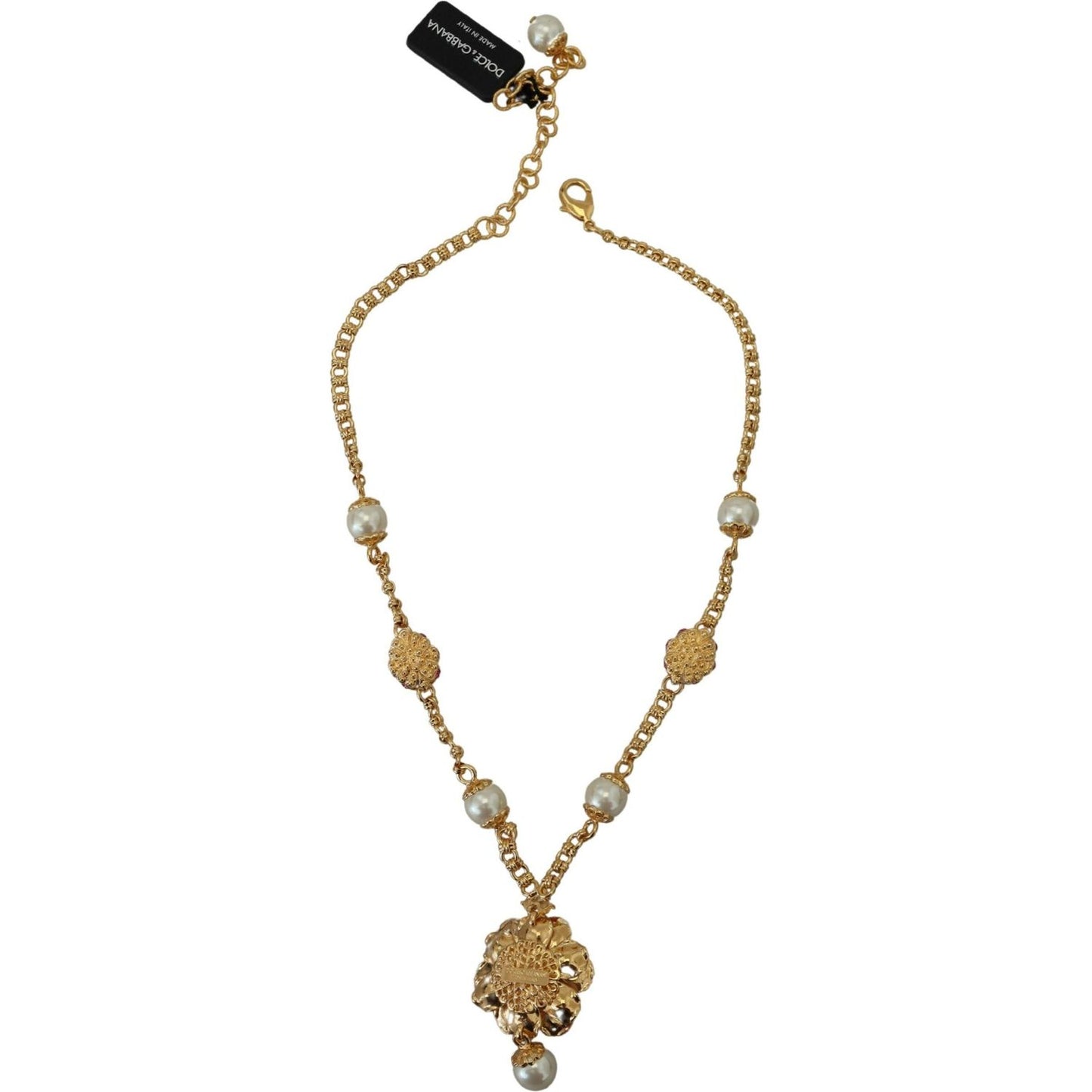 Dolce & Gabbana Elegant Floral Statement Charm Necklace Dolce & Gabbana