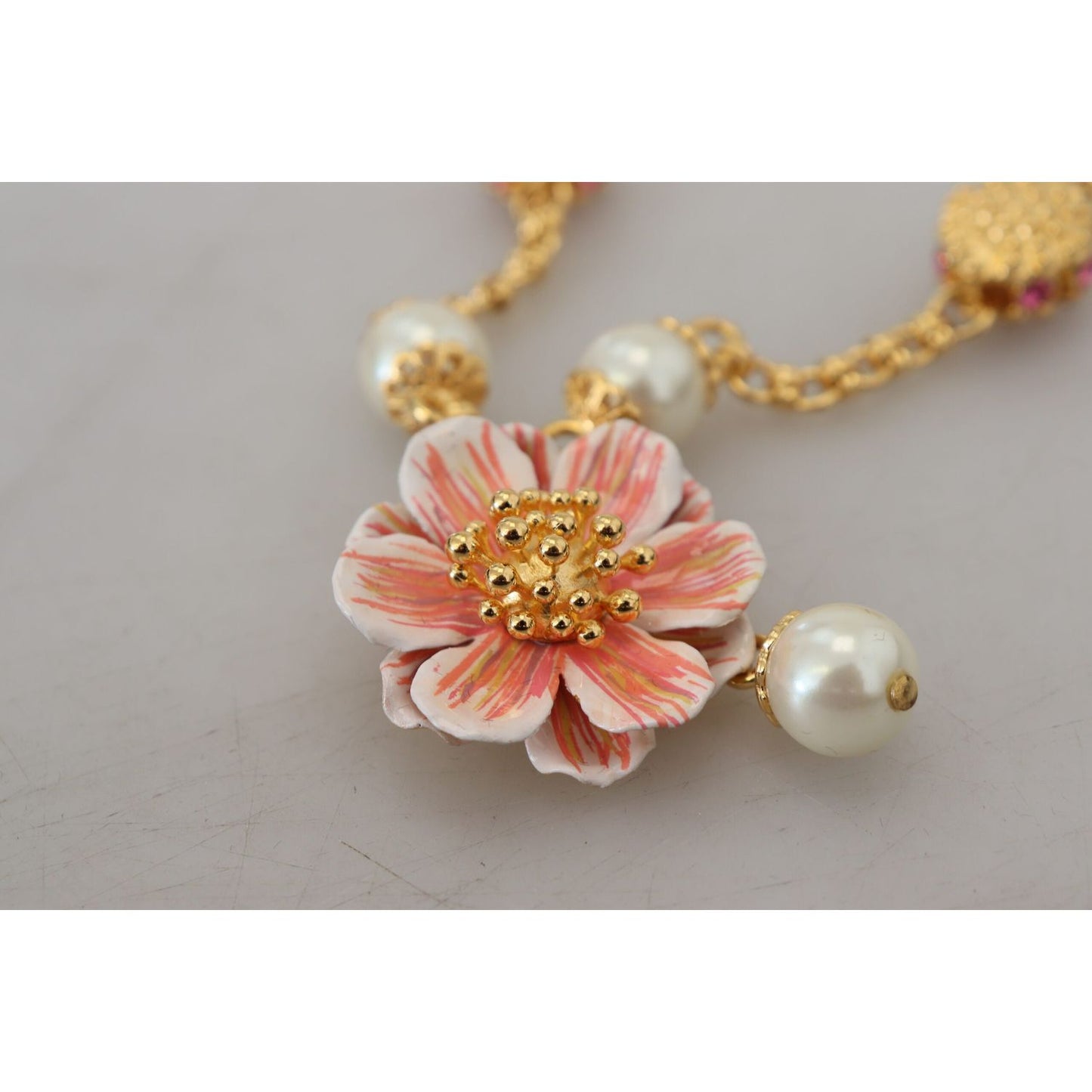 Dolce & Gabbana Elegant Floral Statement Charm Necklace Dolce & Gabbana