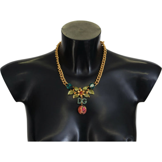 Dolce & Gabbana Elegant Gold-Tone Floral Fruit Necklace Dolce & Gabbana