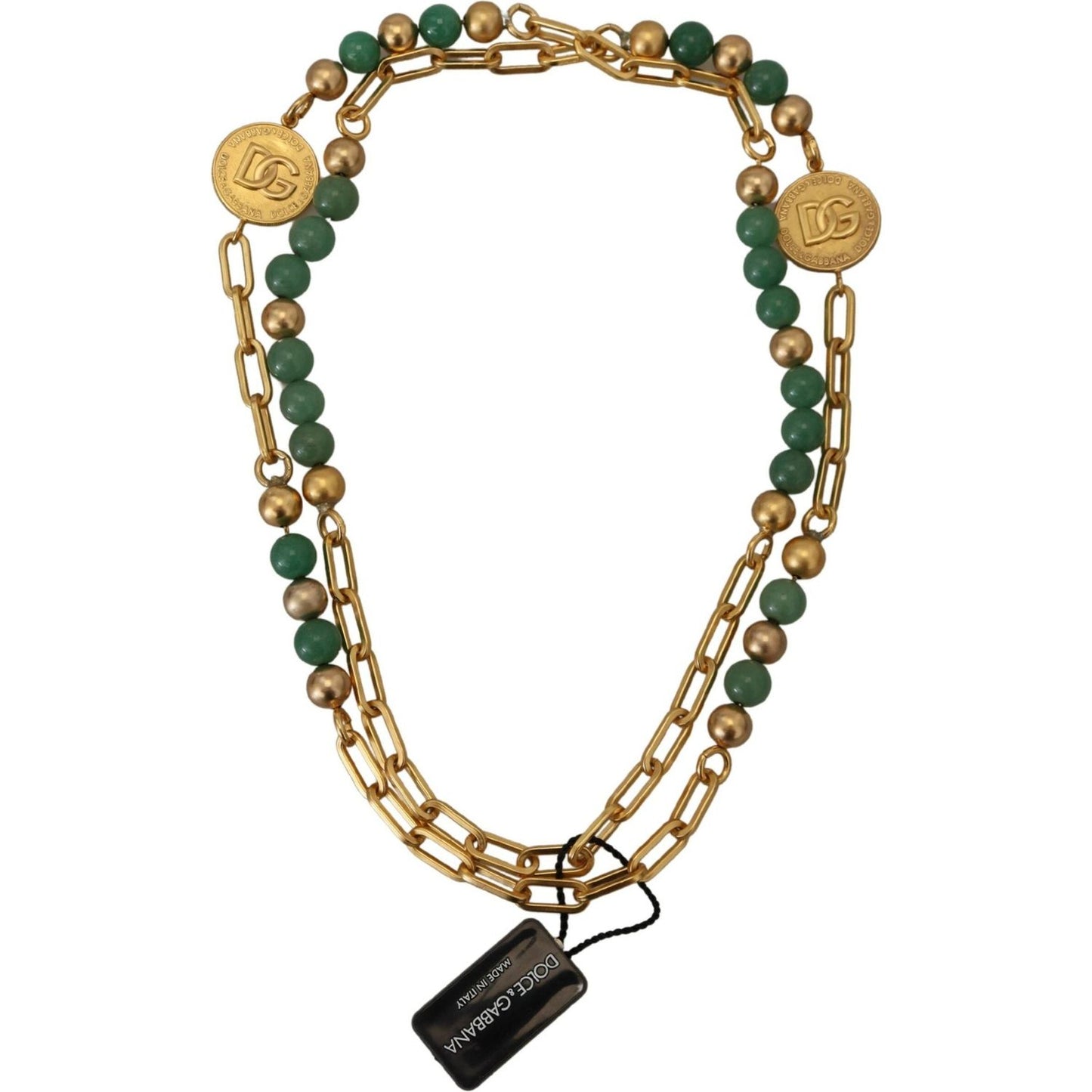 Dolce & Gabbana Elegant Gold-Plated Gemstone Necklace Dolce & Gabbana