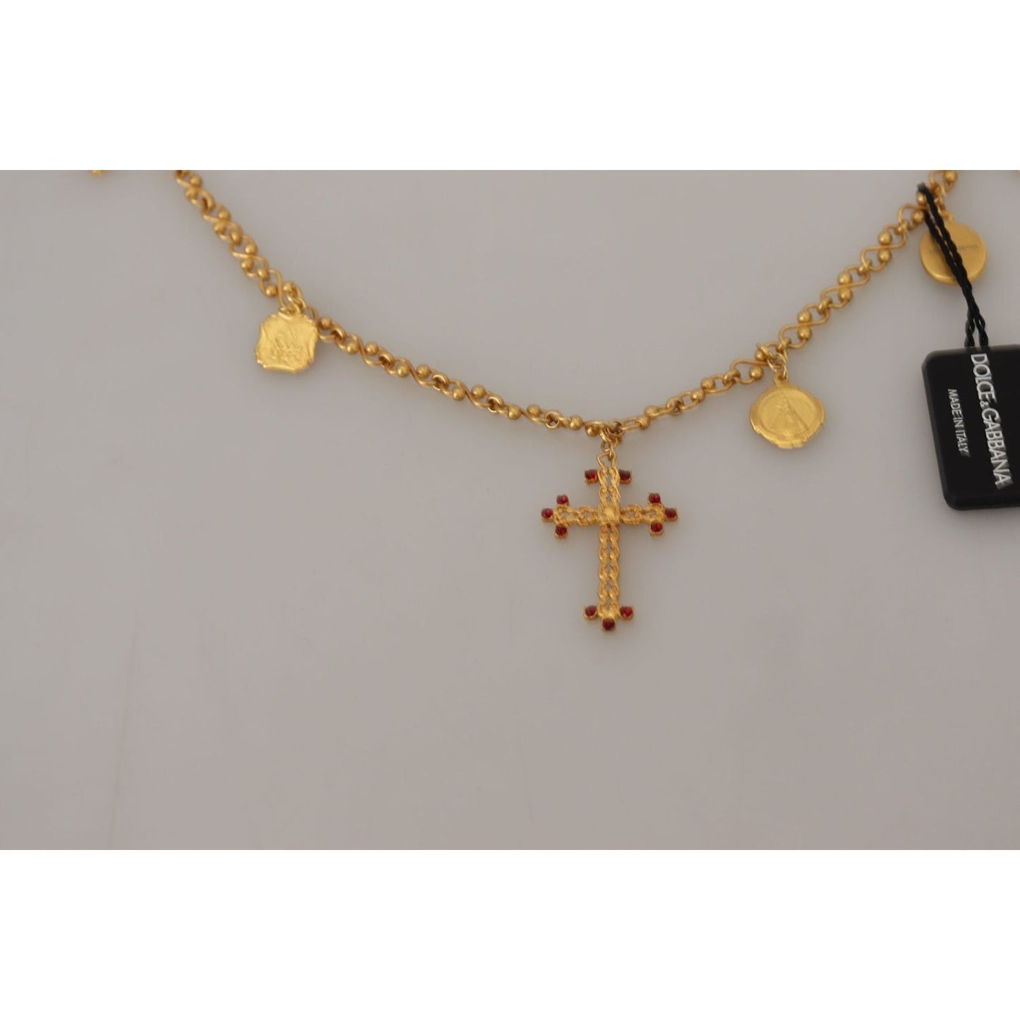 Dolce & Gabbana Gold Tone Cross Charm Necklace Dolce & Gabbana