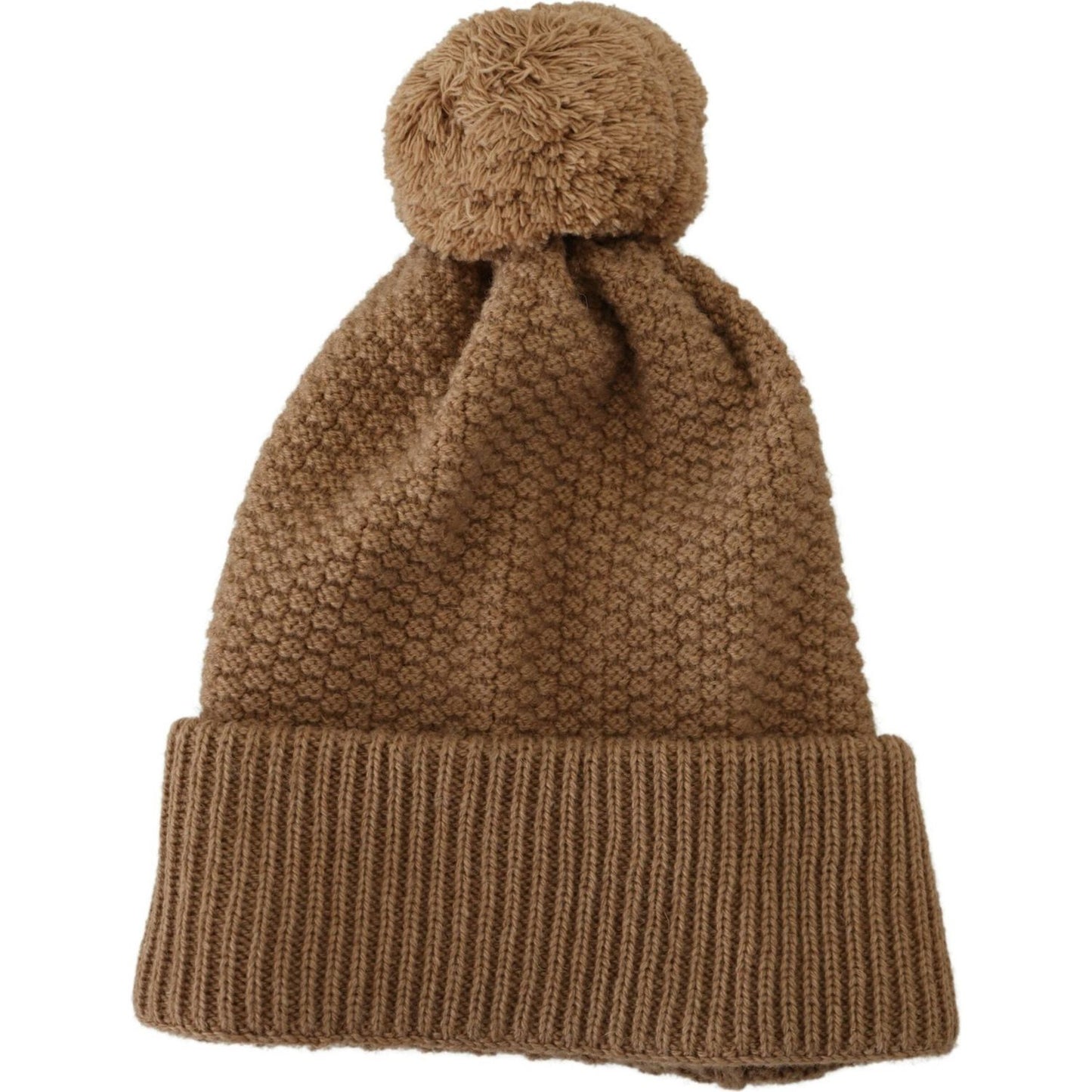 Dolce & Gabbana Elegant Camel Knit Beanie with Fur Accent Dolce & Gabbana