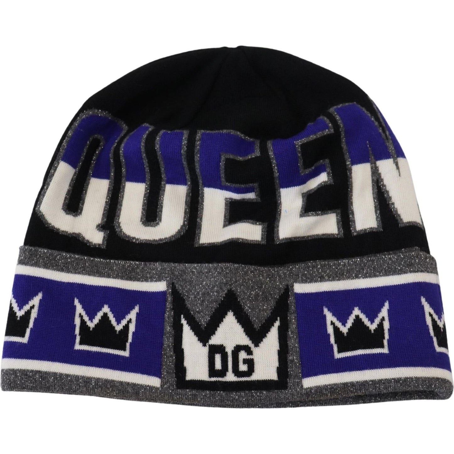 Dolce & Gabbana Multicolor Wool Blend Beanie with Queen Logo Dolce & Gabbana