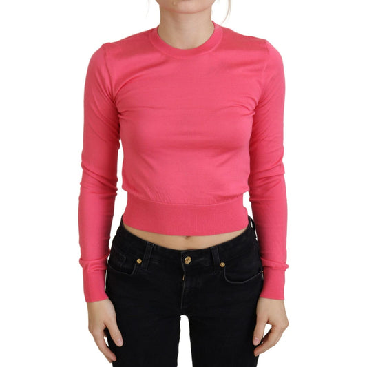 Dolce & Gabbana Elegant Pink Cropped Crewneck Sweater Dolce & Gabbana