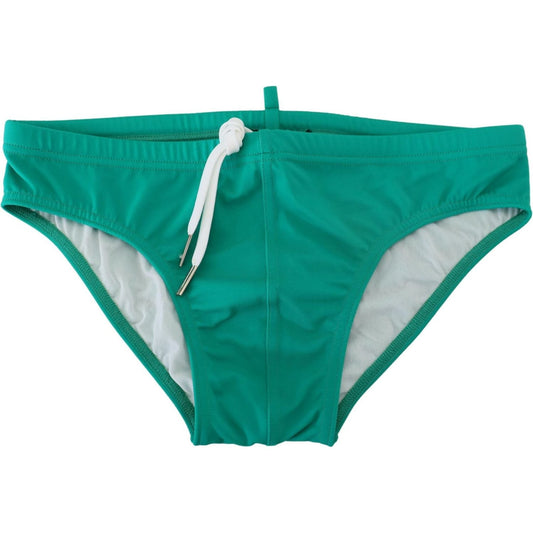 Dsquared² Chic Green Swim Briefs with White Logo Dsquared²