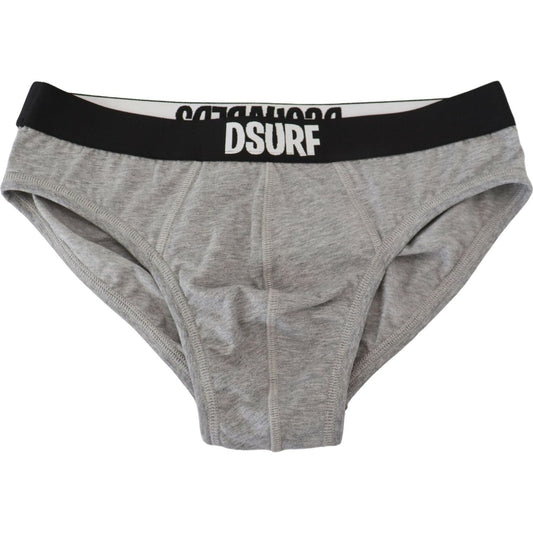 Dsquared² Elegant Gray Cotton Stretch Briefs Dsquared²