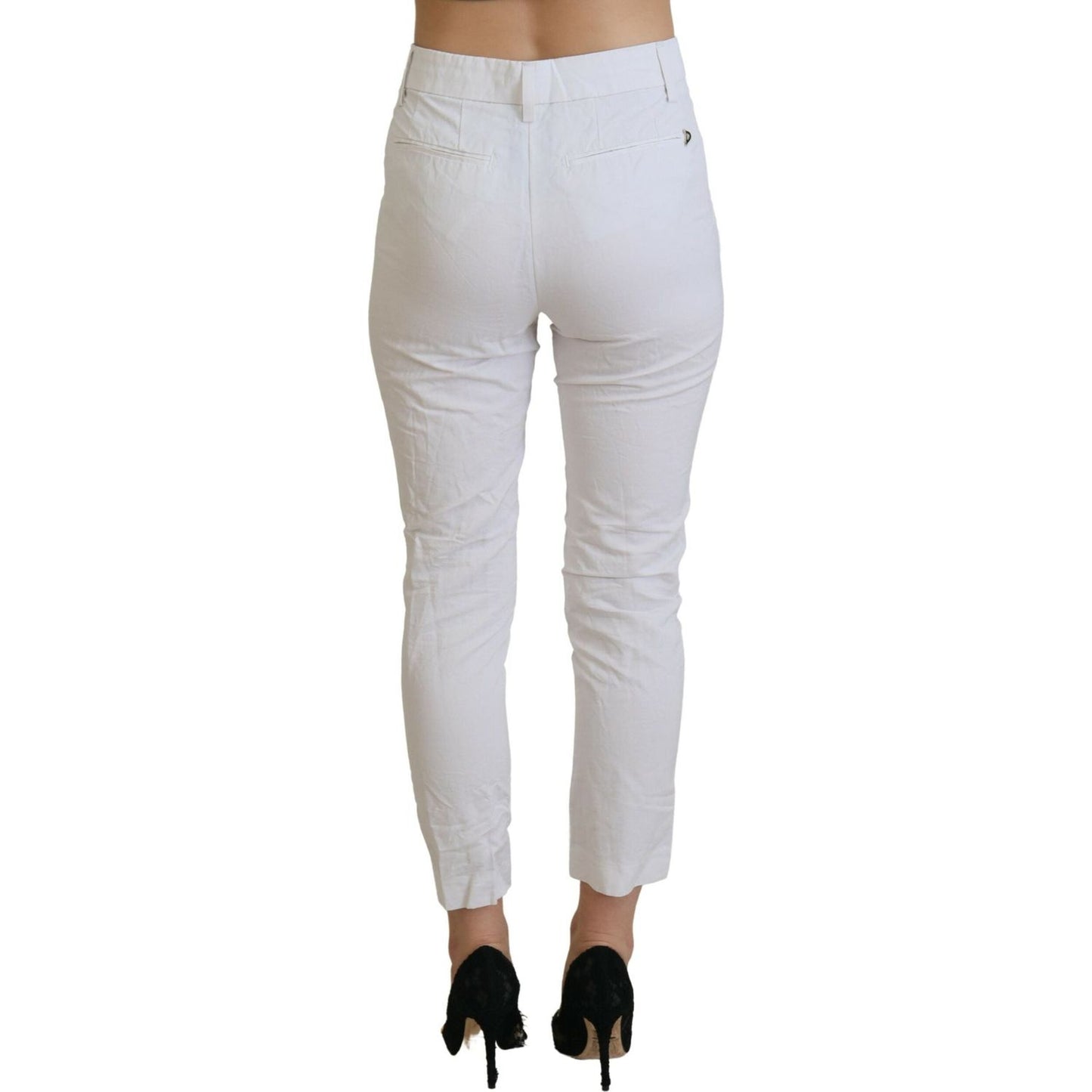 Dondup Elegant High Waist Tapered White Pants Dondup