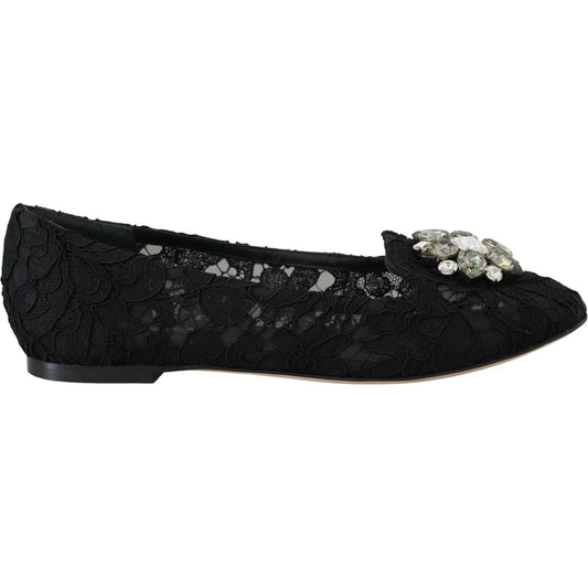 Dolce & Gabbana Elegant Floral Lace Flat Vally Shoes Dolce & Gabbana