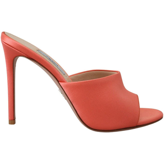 Prada Elegant Coral Leather Heels Sandals Prada