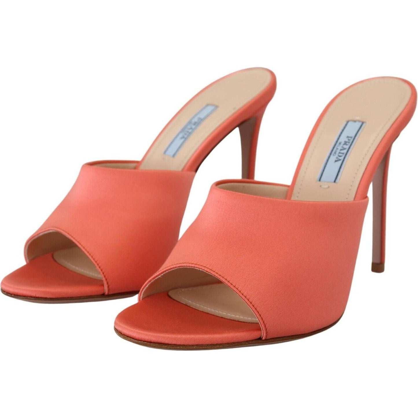 Prada Elegant Coral Leather Heels Sandals Prada