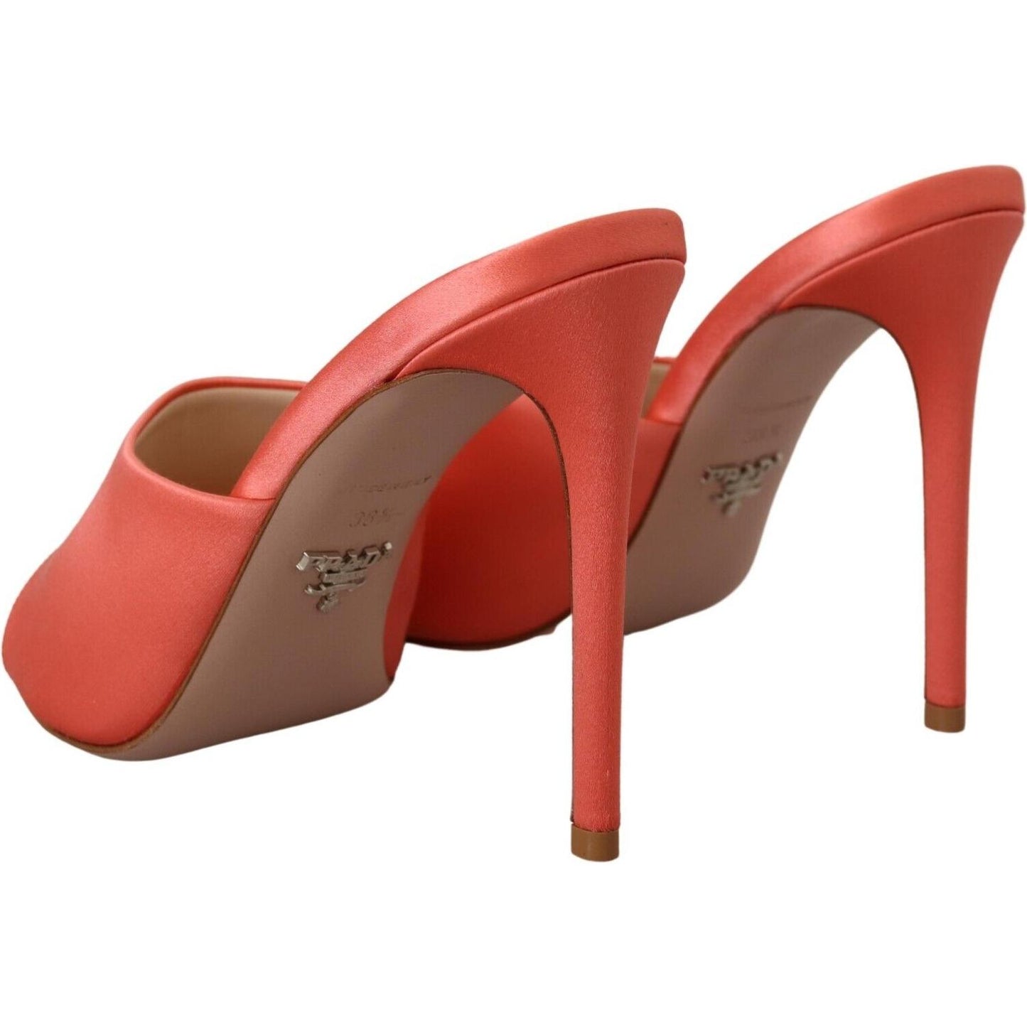 Prada Elegant Coral Leather Heels Sandals Prada