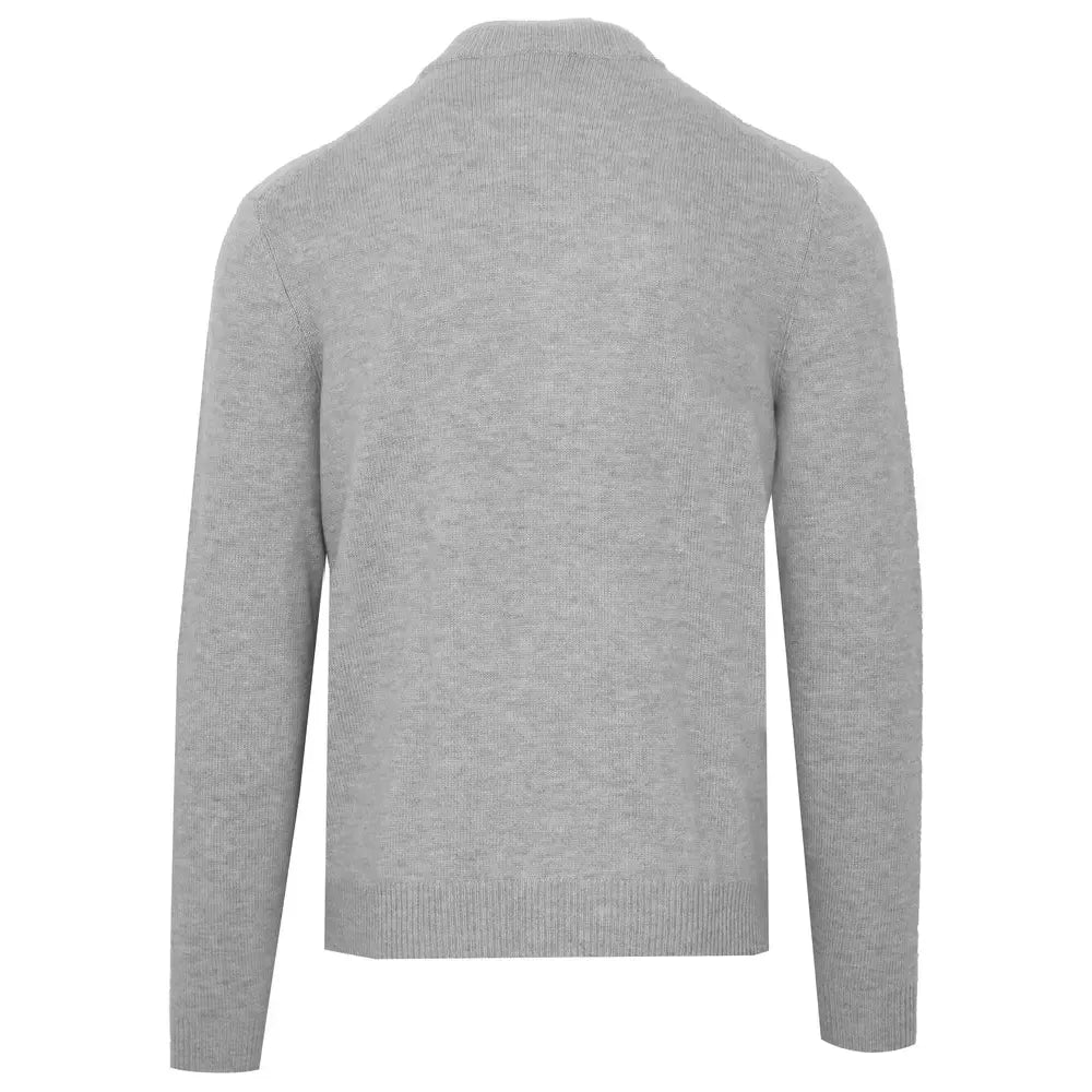 Malo Gray Wool Men Sweater with Diamond Stitching Malo