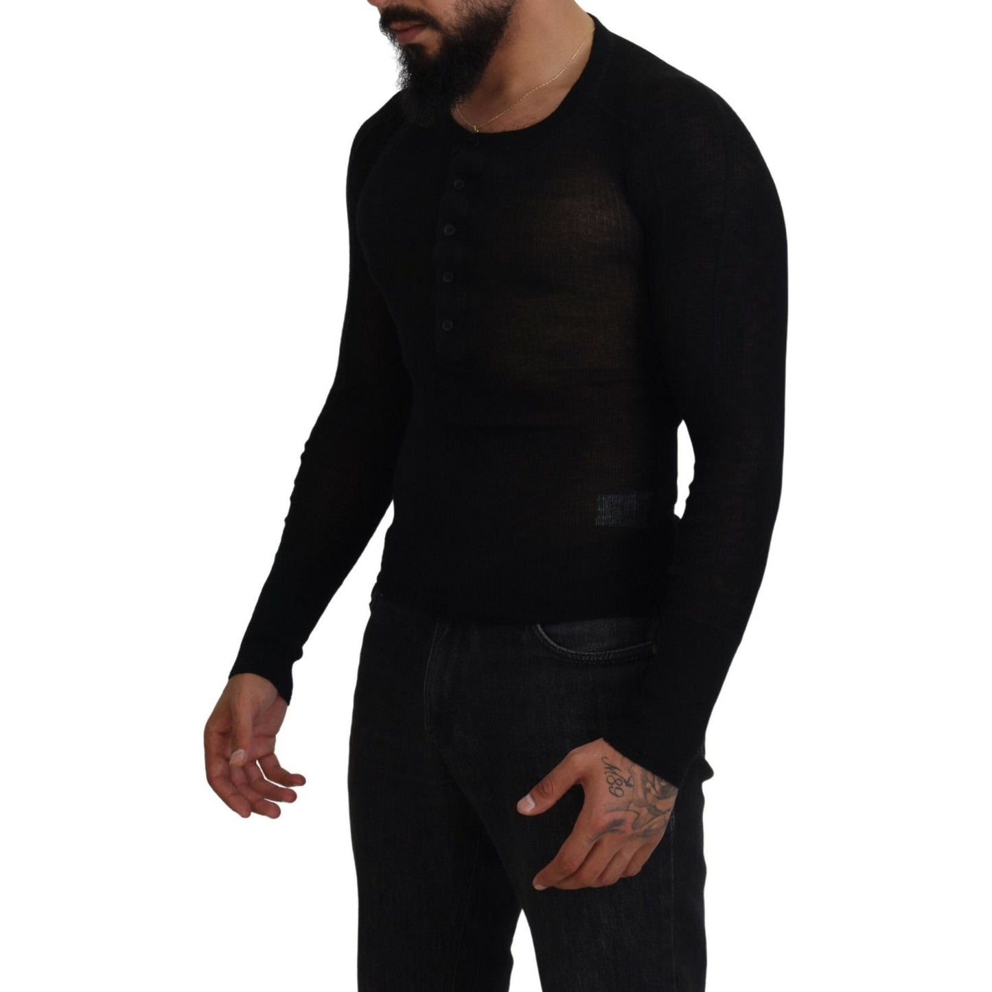 Dolce & Gabbana Elegant Black Cashmere Pullover Sweater Dolce & Gabbana