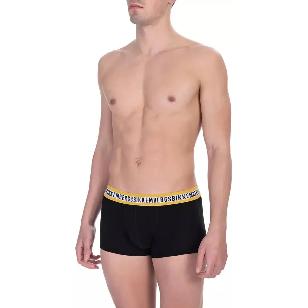 Bikkembergs Black Cotton Men Underwear Trunk Twin Pack Bikkembergs