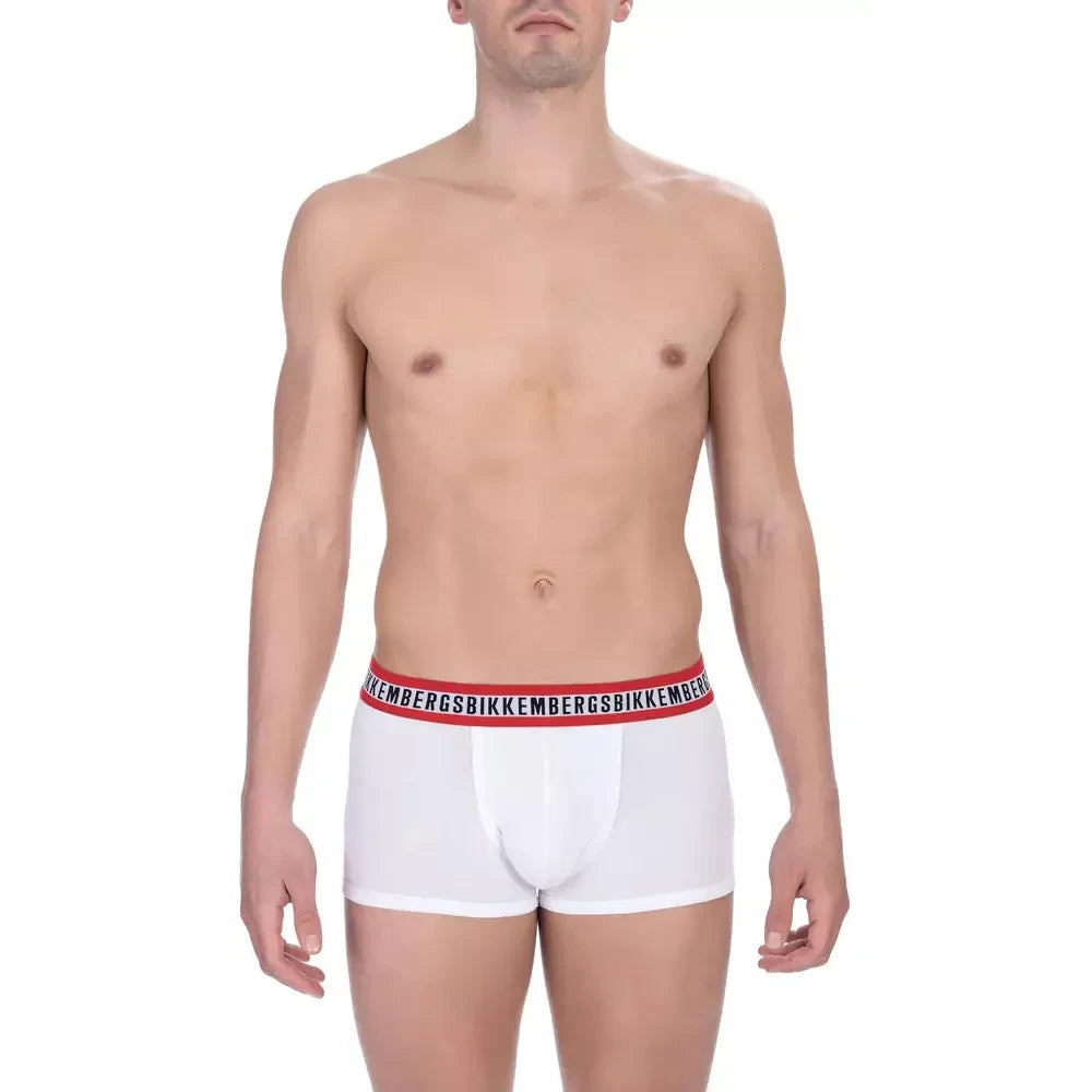 Bikkembergs White Cotton Men Underwear Trunks Twin Pack Bikkembergs