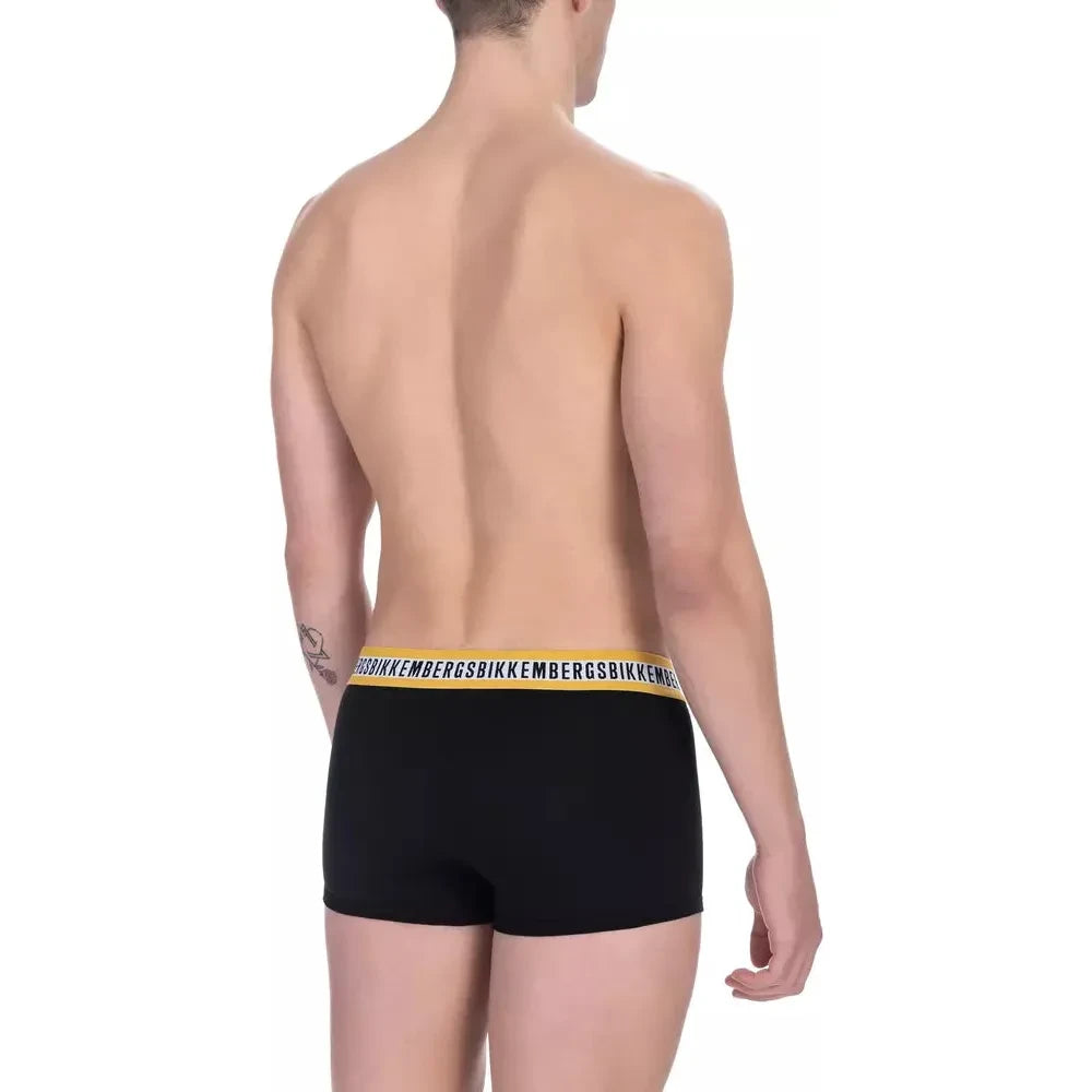 Bikkembergs Black Cotton Men Underwear Trunk Duo Bikkembergs