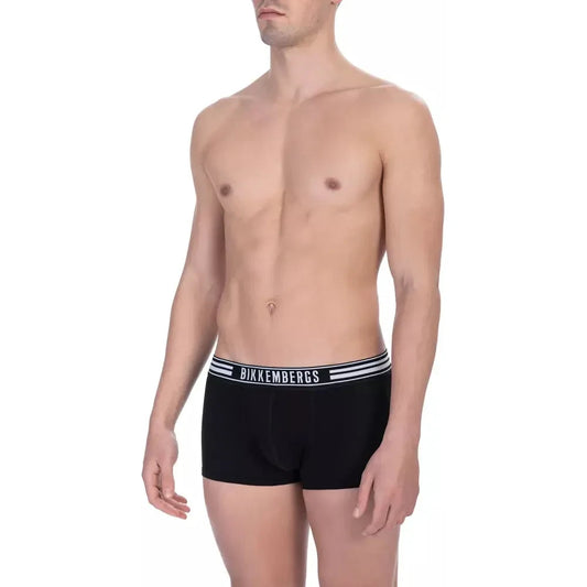 Bikkembergs Black Cotton Men Underwear Trunks Twin Pack Bikkembergs