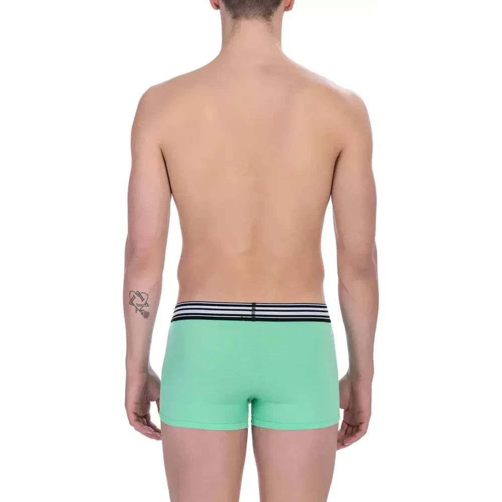 Bikkembergs Green Cotton Men Underwear Trunk Duo Bikkembergs