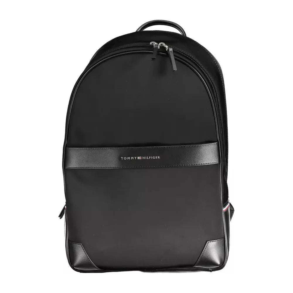 Tommy Hilfiger Sleek Urban Black Backpack with Contrasting Details Tommy Hilfiger