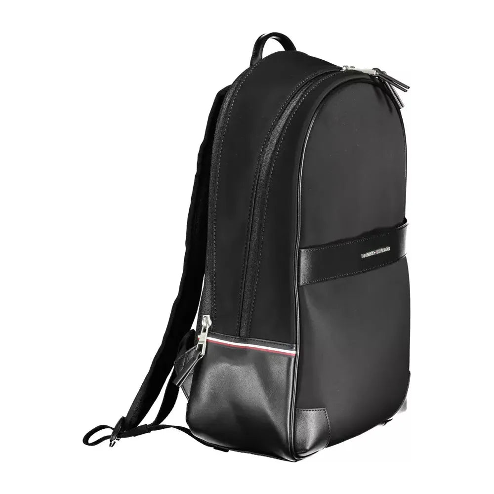 Tommy Hilfiger Sleek Urban Black Backpack with Contrasting Details Tommy Hilfiger