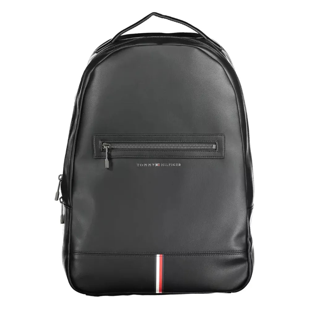 Tommy Hilfiger Sleek Black Contrasting Detail Backpack Tommy Hilfiger