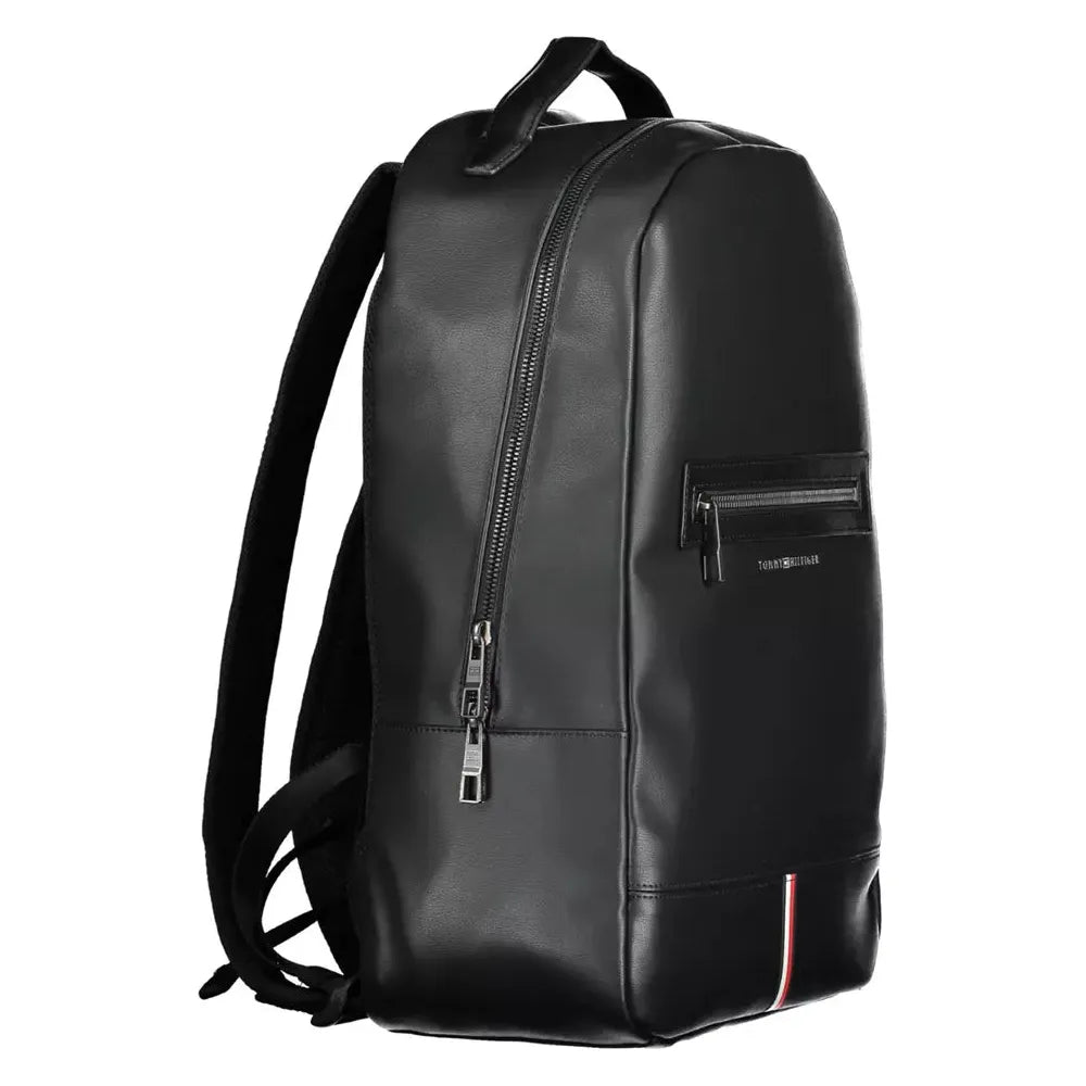 Tommy Hilfiger Sleek Black Contrasting Detail Backpack Tommy Hilfiger