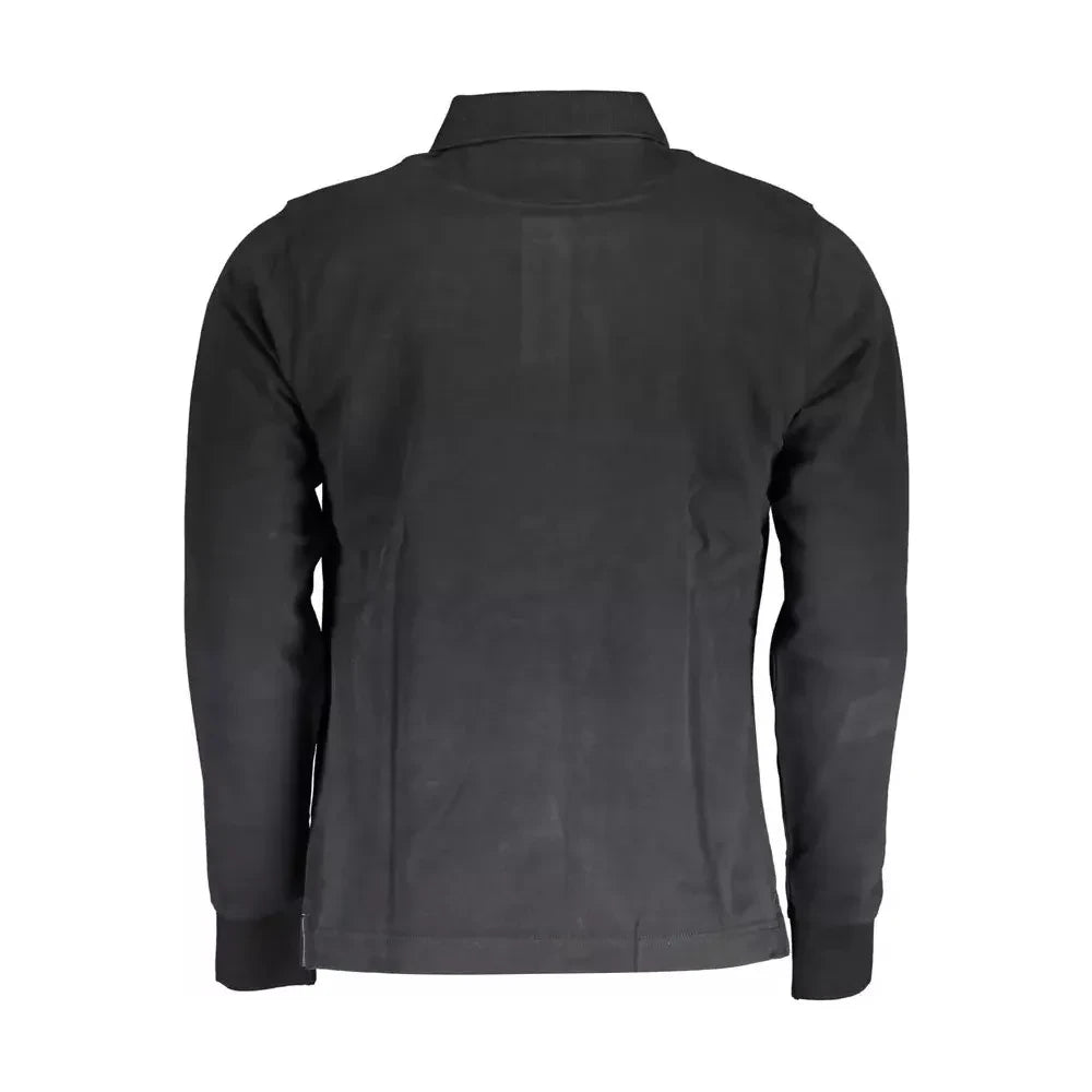 La Martina Elegant Long Sleeve Black Polo Shirt La Martina